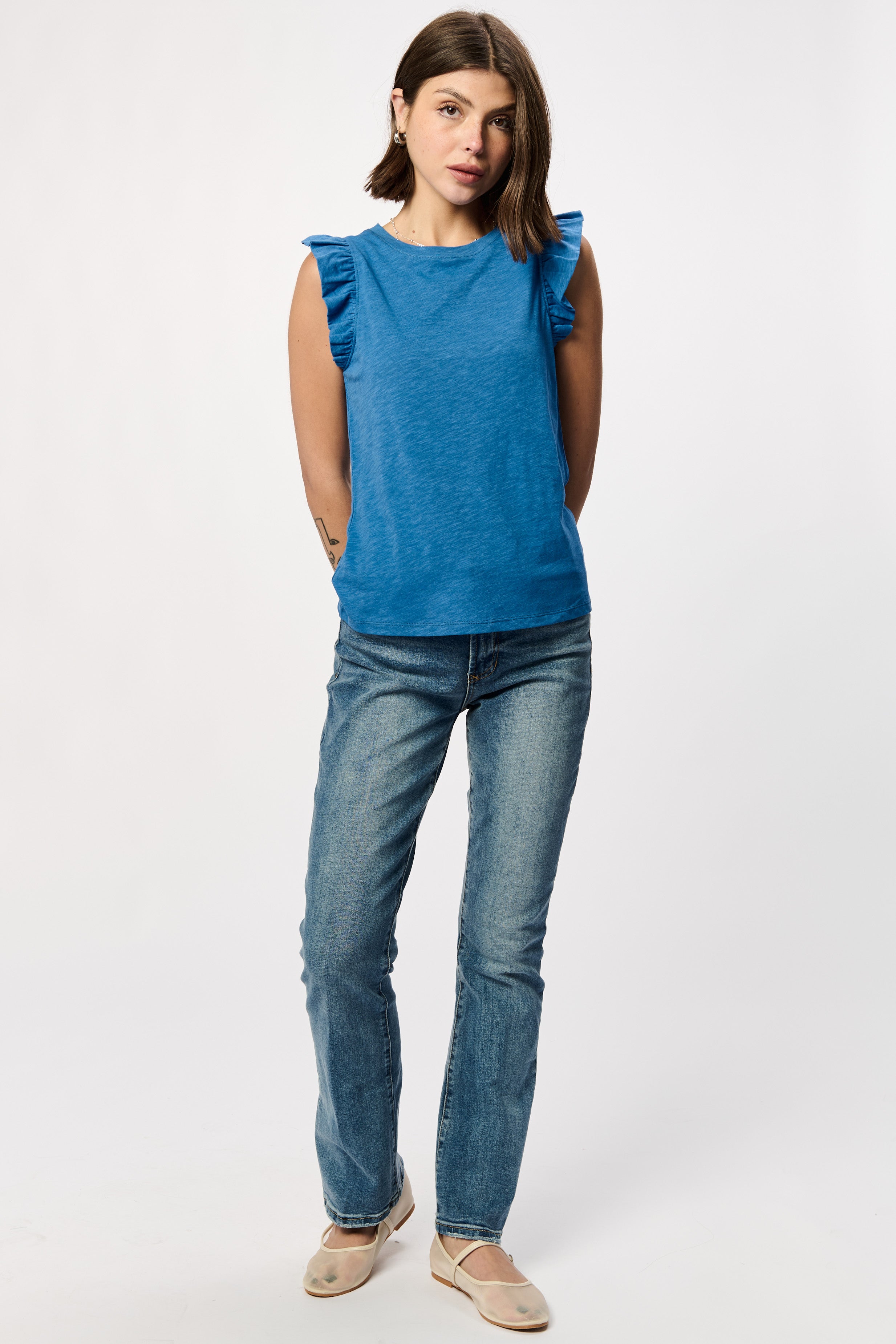 Final Sale North Ruffle Trimmed Top Starry Night