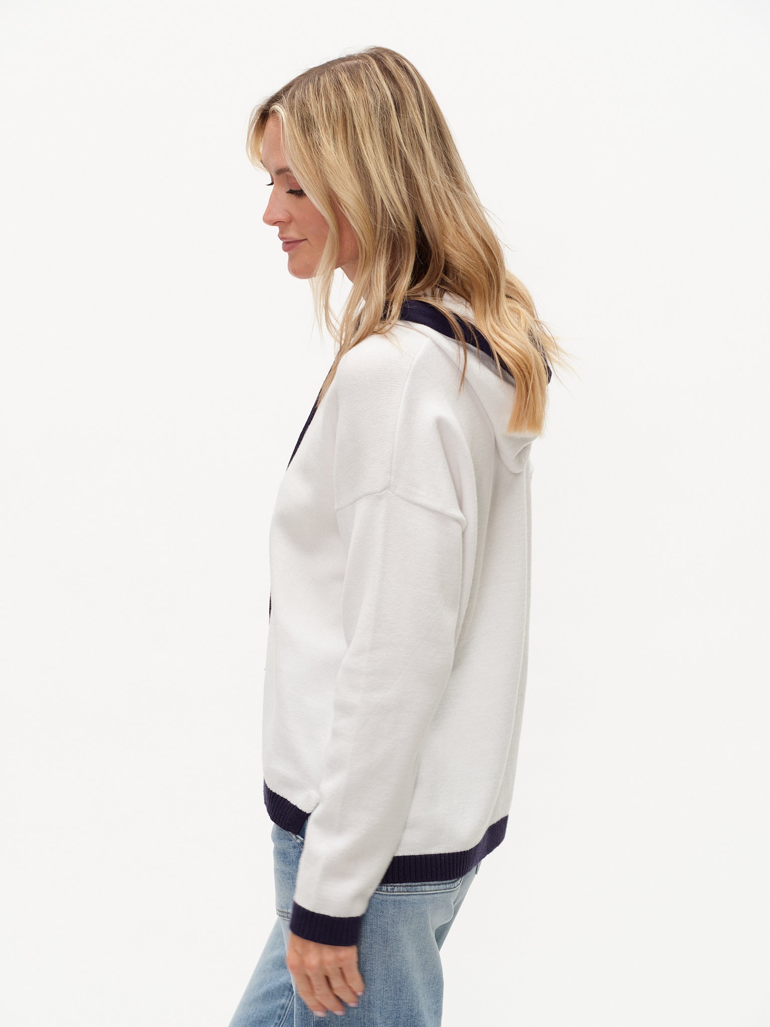 Jessie Colorblock Hoodie White/Navy