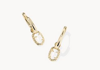 Emilie Gold Huggie Earrings Ivory MOP