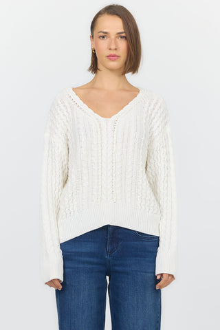 Lexi V-Neck Sweater Off White