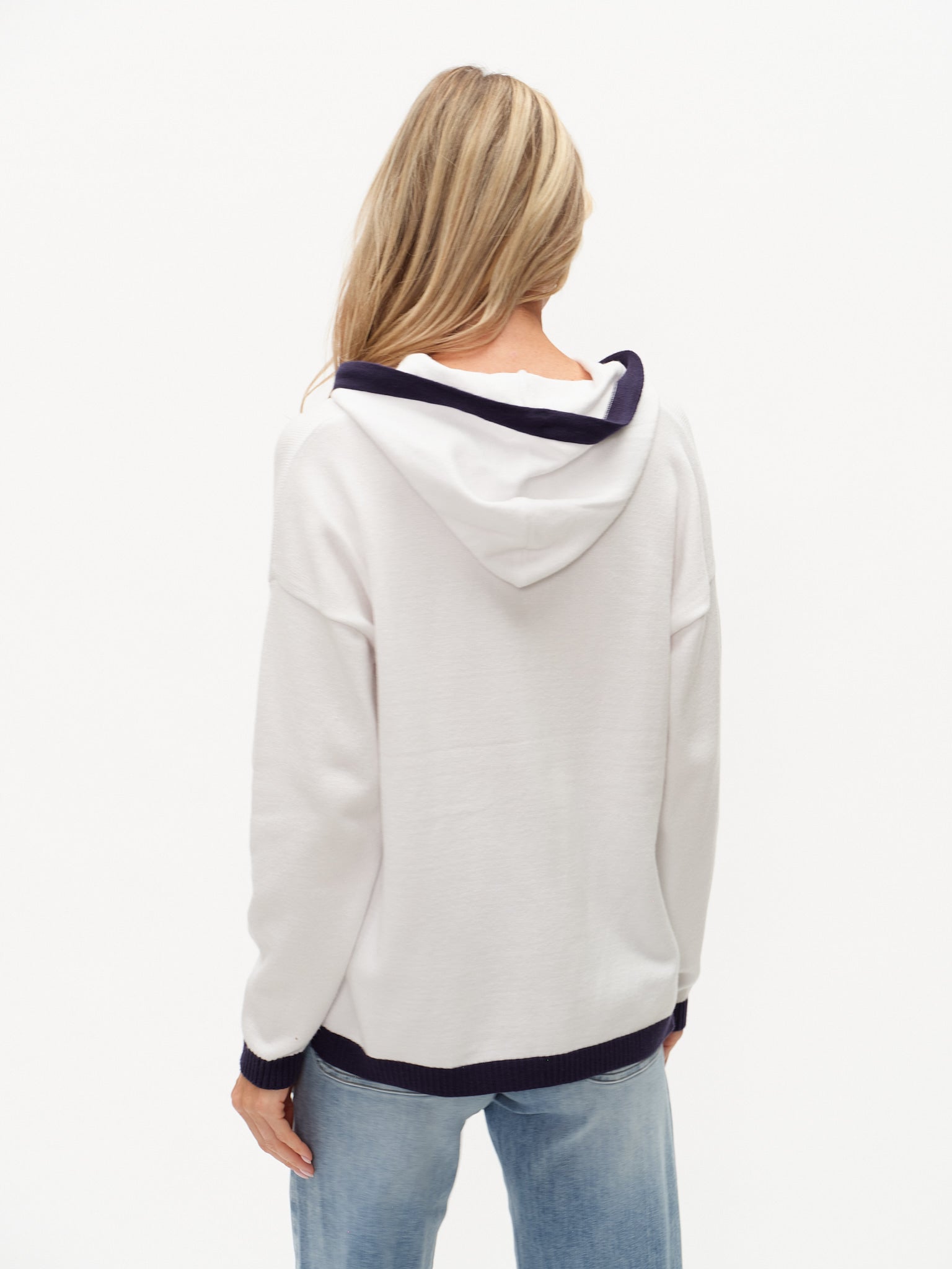 Jessie Colorblock Hoodie White/Navy