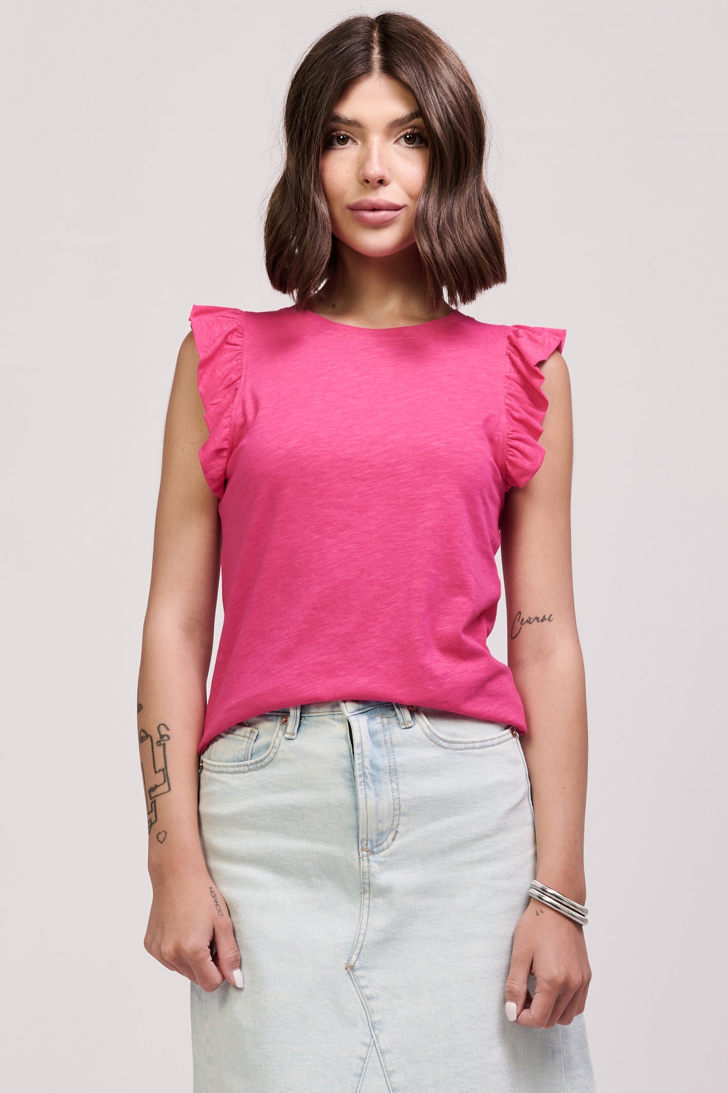 Final Sale North Ruffle Trimmed Top Pink Paradise