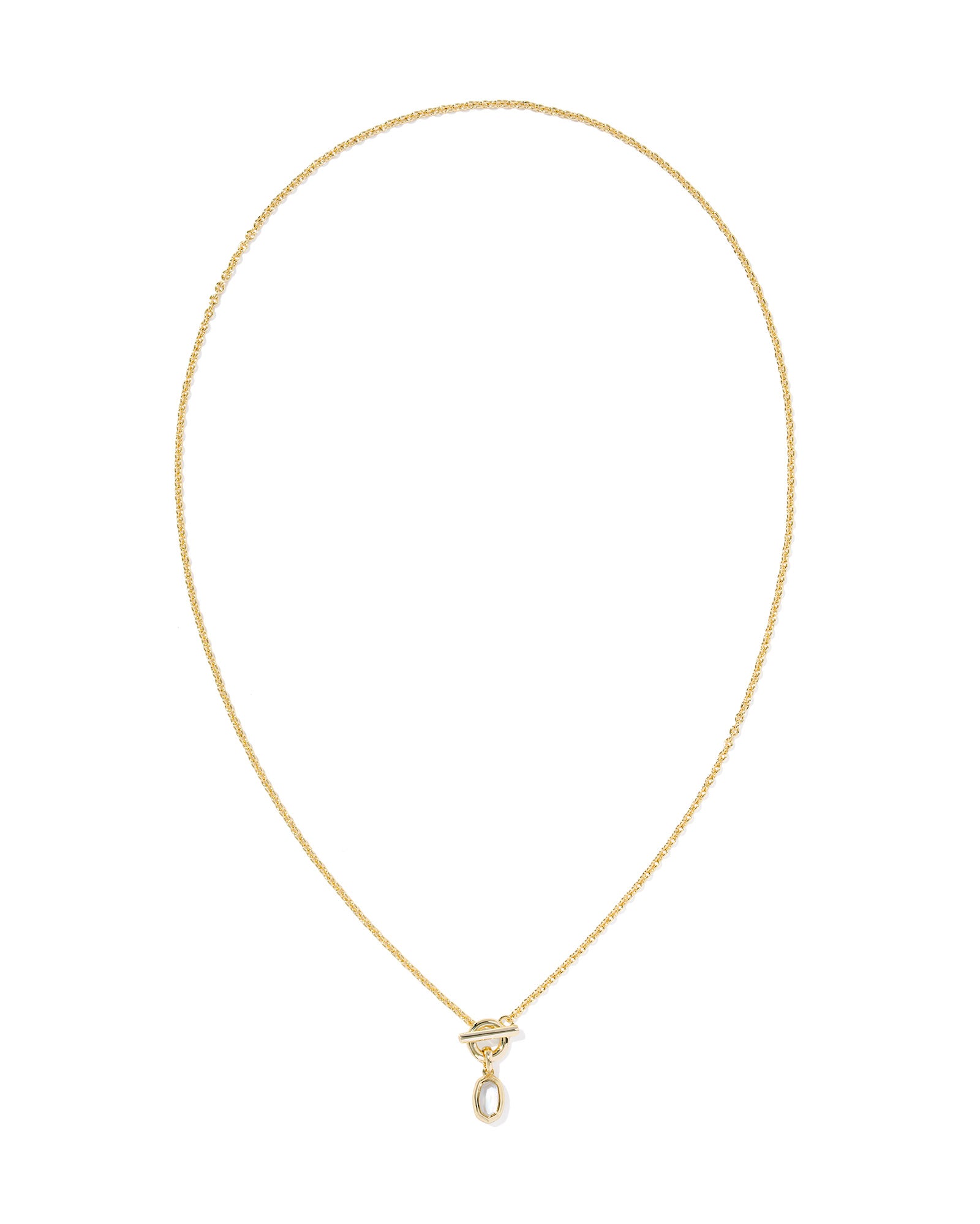 Mini Elisa Gold Toggle Short Pendant Necklace Ivory MOP