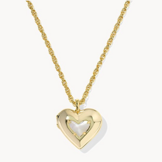 Ari Heart Gold Puff Locket Ivory MOP