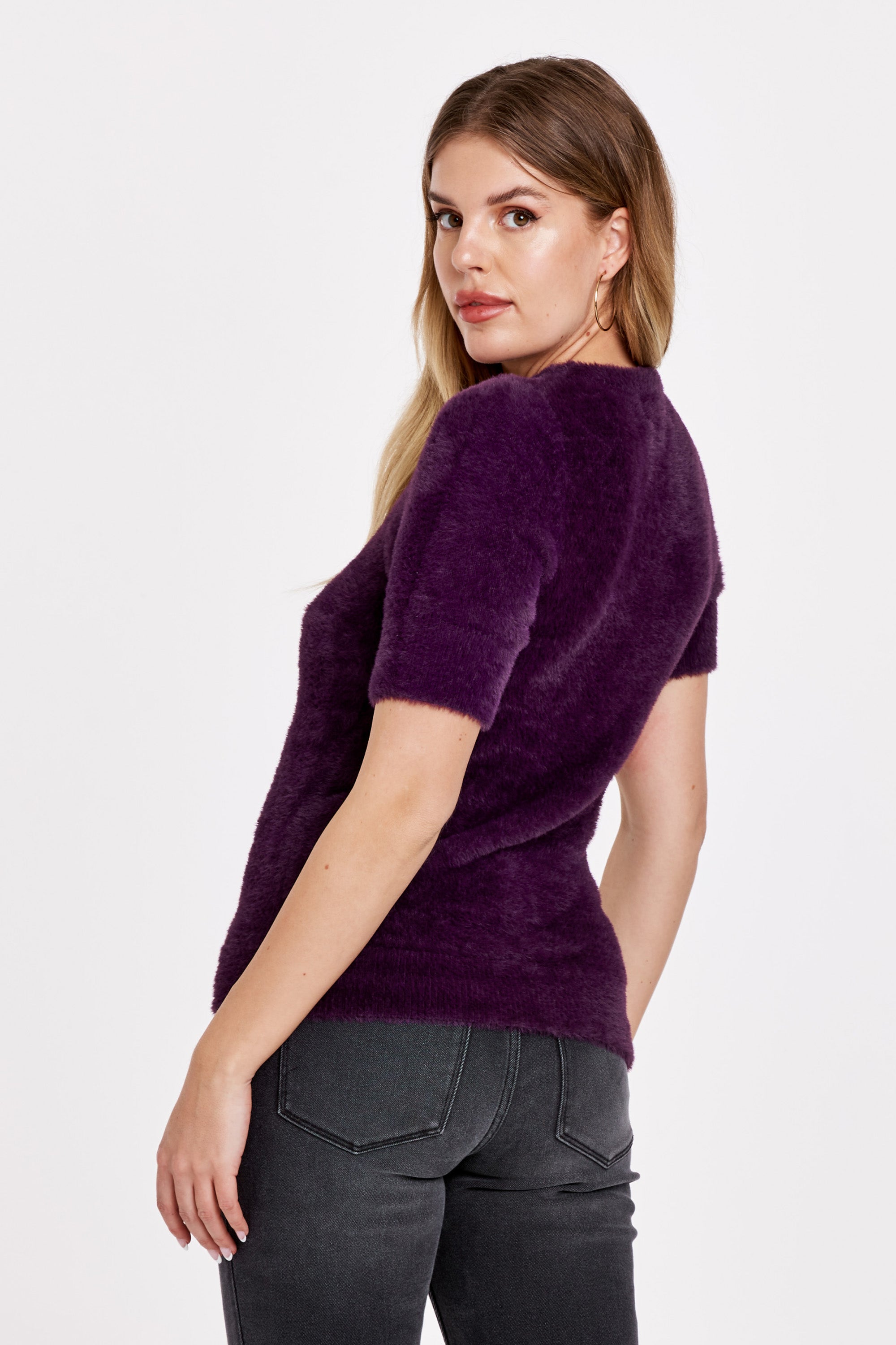 Sale Greta Short Sleeve Sweater Royal Ruby