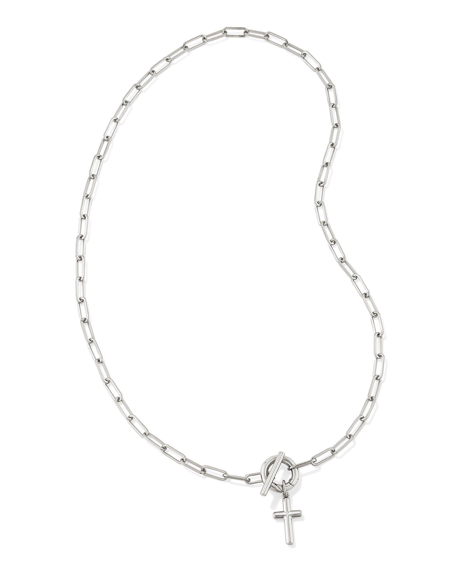 Cross Silver Link and Chain Necklace