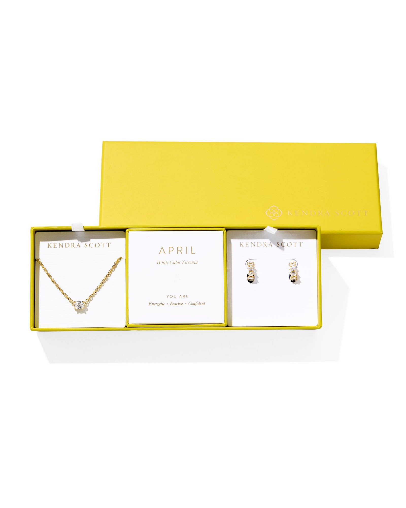 Cailin Birthstone Gift Set Gold White Crystal