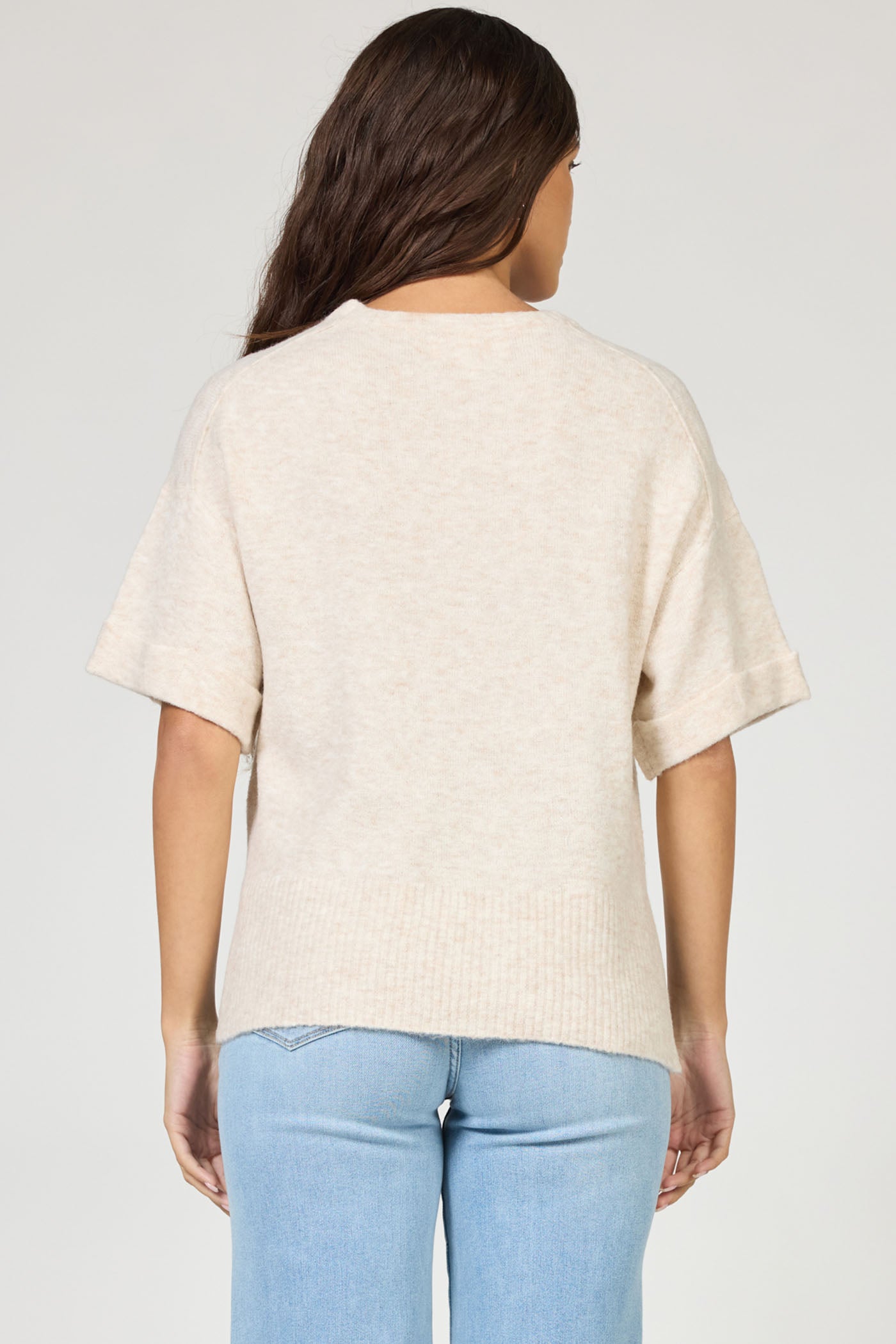 Catrina Crew Neck Short Sleeve Sweater Oatmel