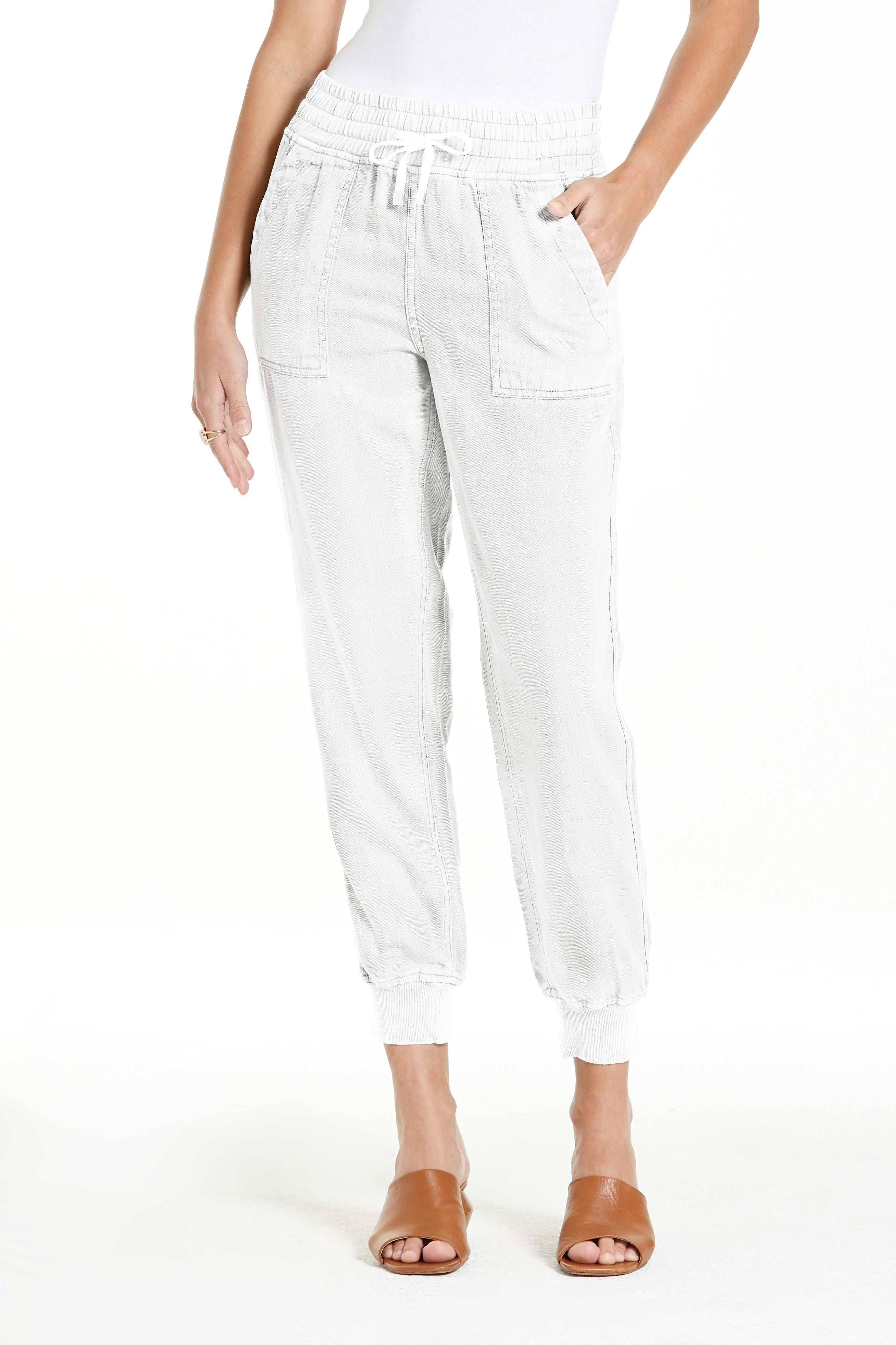 Jacey Super High Rise Cropped Jogger White
