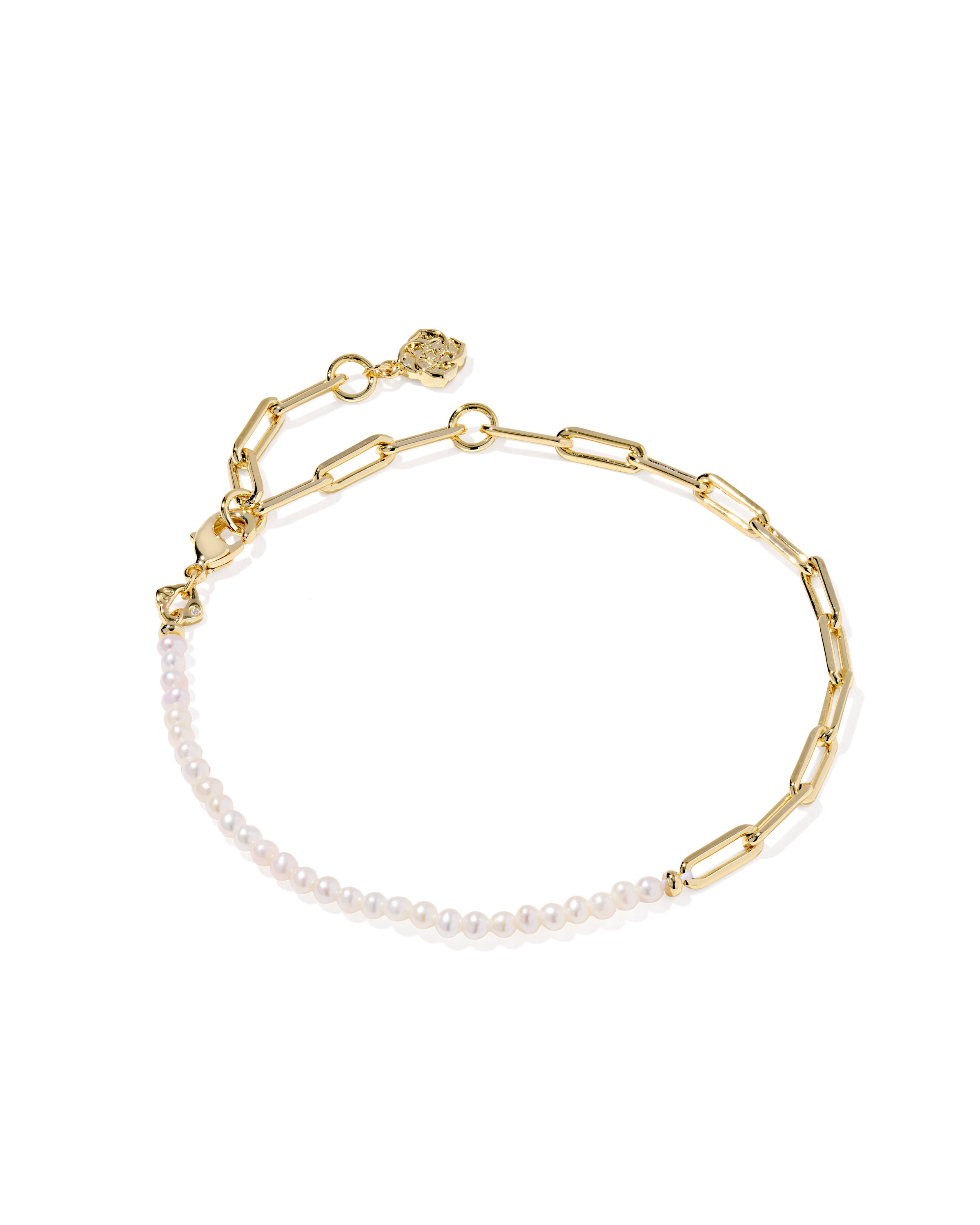 Markie Gold Half Chain Half Pearl Bracelet