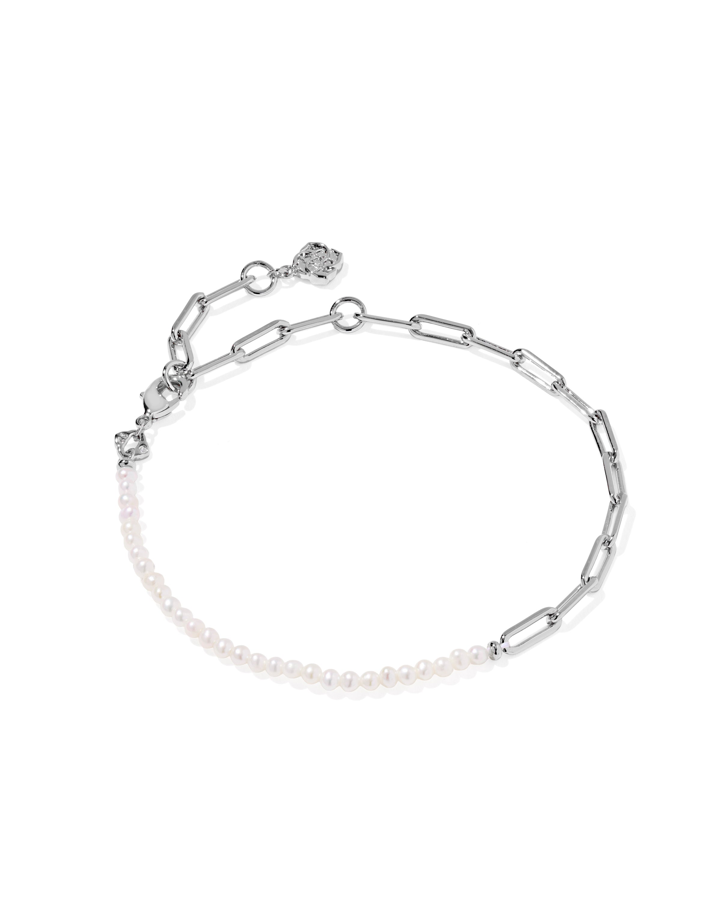 Markie Silver Half Chain Half Pearl Bracelet
