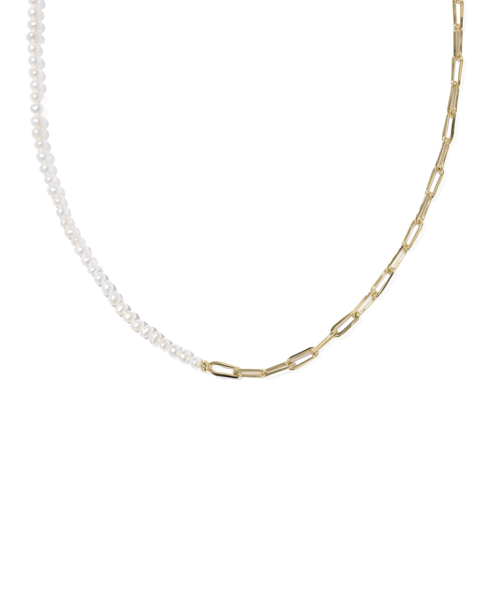 Markie Gold Half Chain Half Pearl Necklace