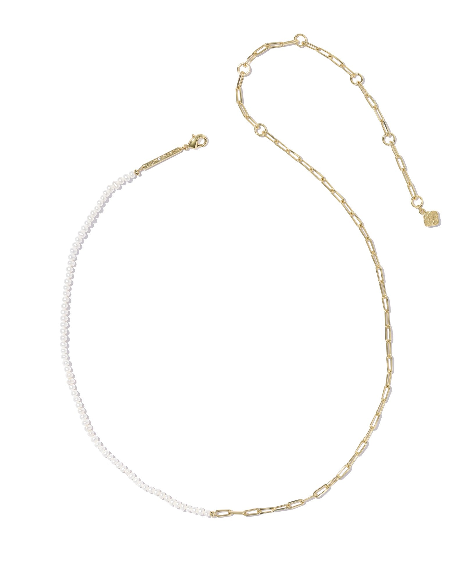 Markie Gold Half Chain Half Pearl Necklace