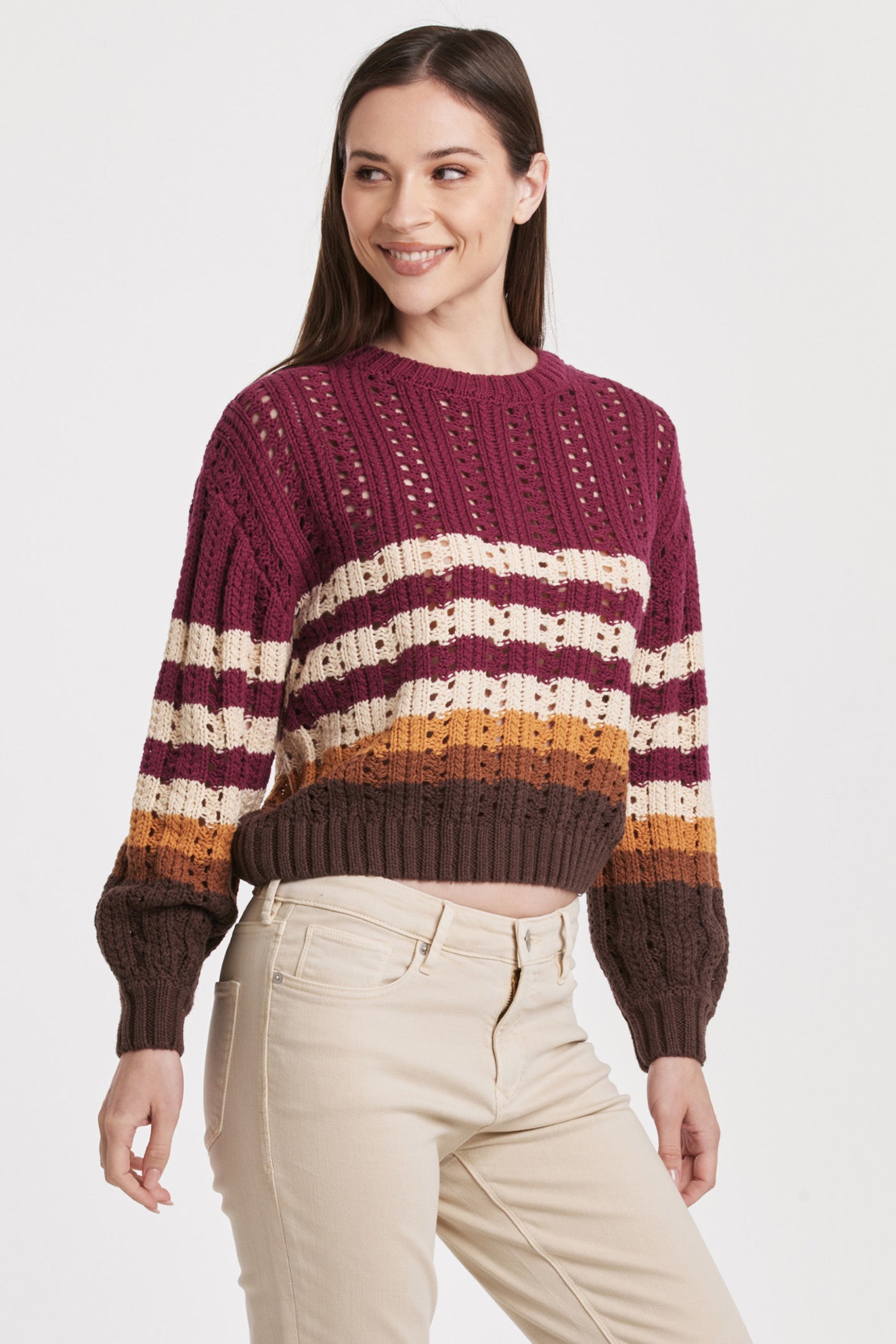 Final Sale Ginger Multi Color Stripe Long Sleeve Sweater