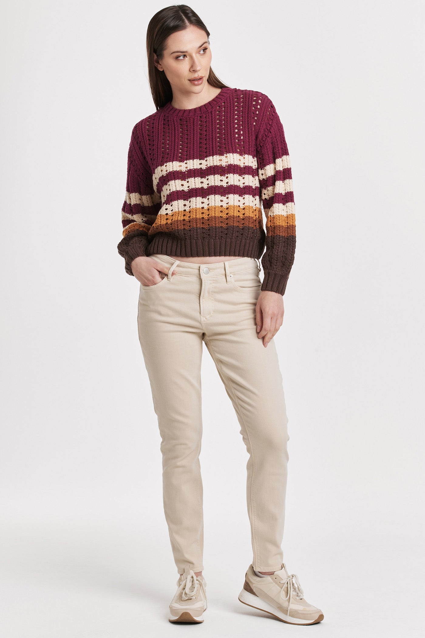 Final Sale Ginger Multi Color Stripe Long Sleeve Sweater