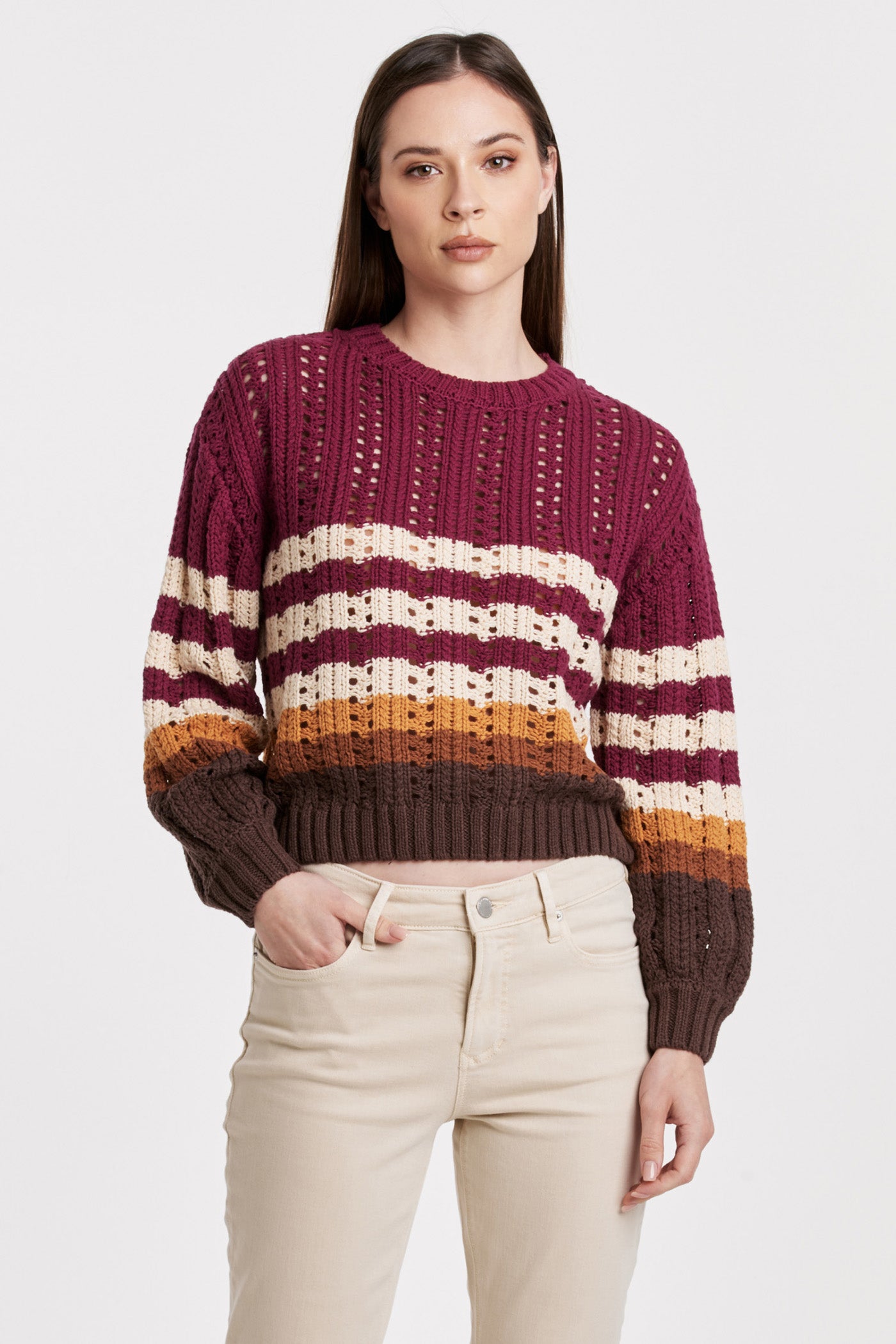 Final Sale Ginger Multi Color Stripe Long Sleeve Sweater
