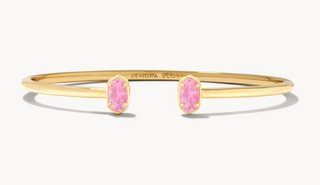 Emilie Gold Cuff Bracelet Pink Iridescent Glitter Glass