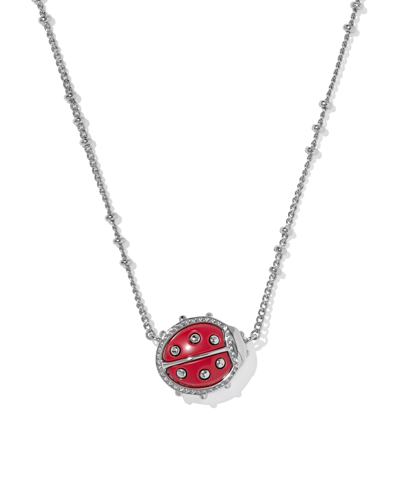 Ladybug Silver Short Pendant Necklace