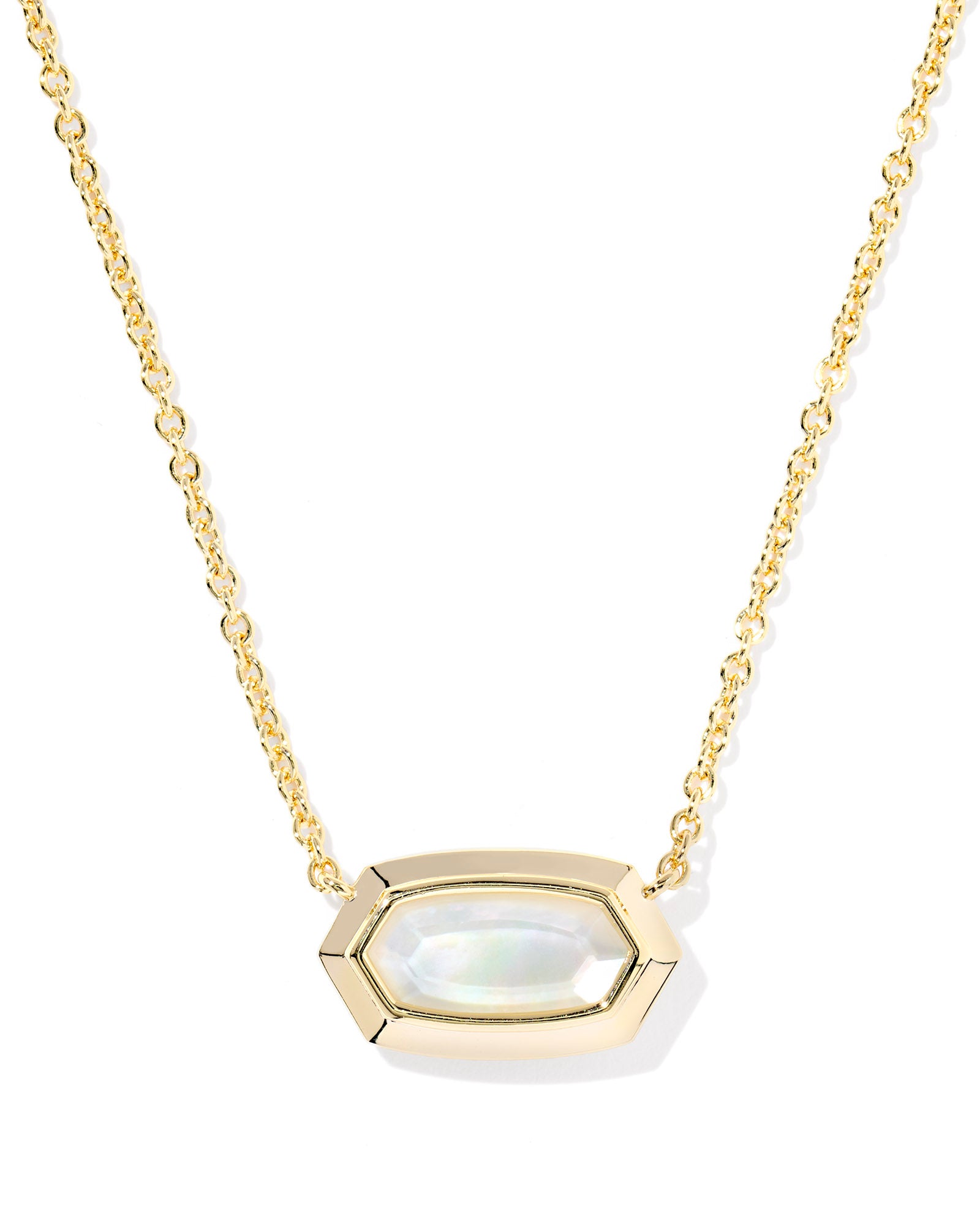 Elisa Bezel Gold Short Pendant Necklace Ivory MOP