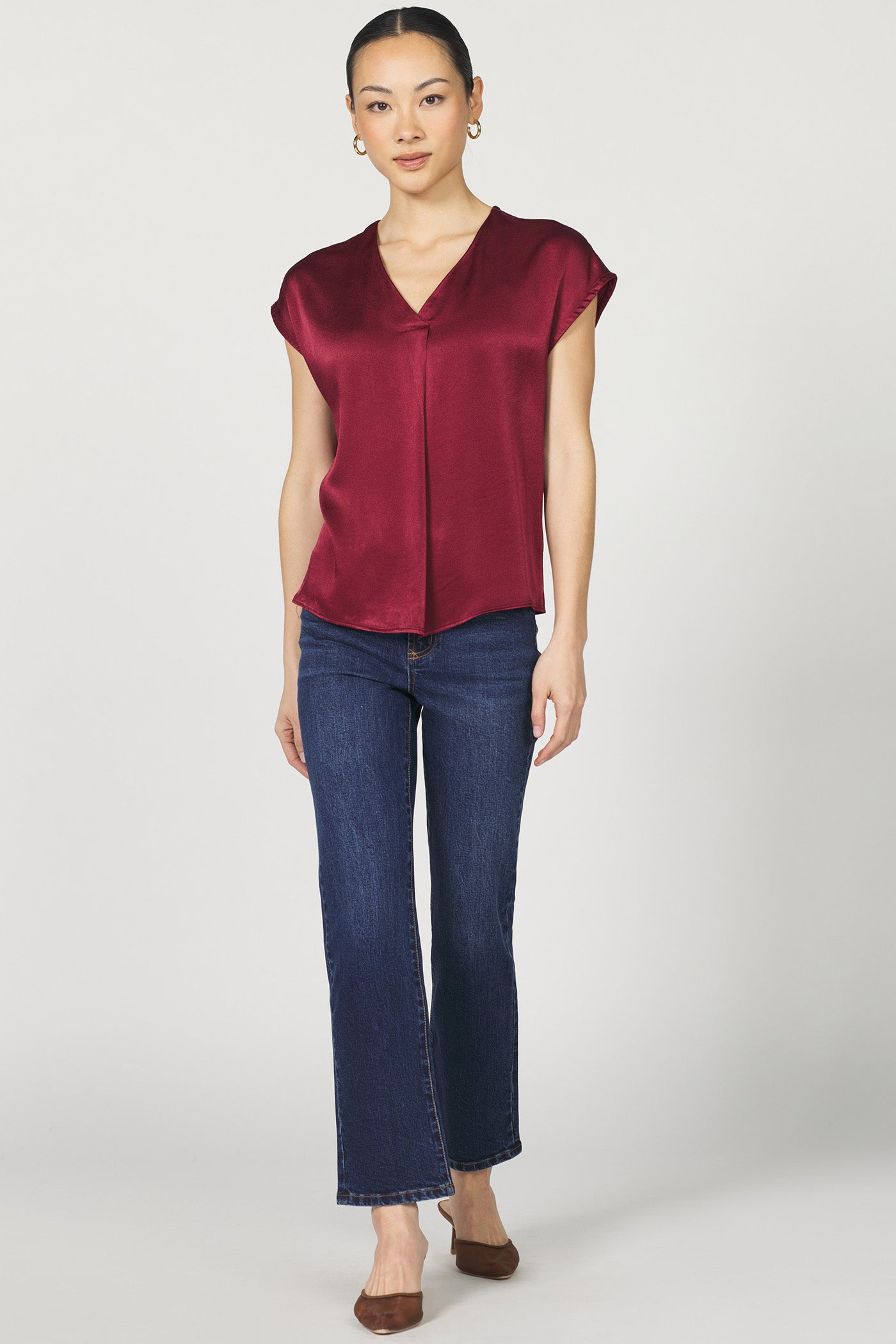 Kristen Short Sleeve Blouse Tibetan Red