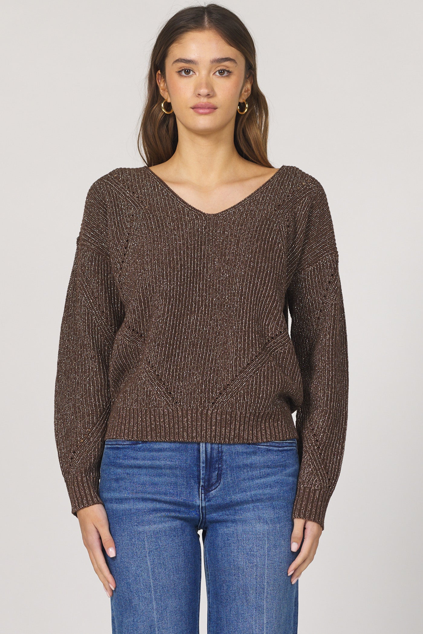 Camilla Long Sleeve Sweater w/Lurex Cappuccino