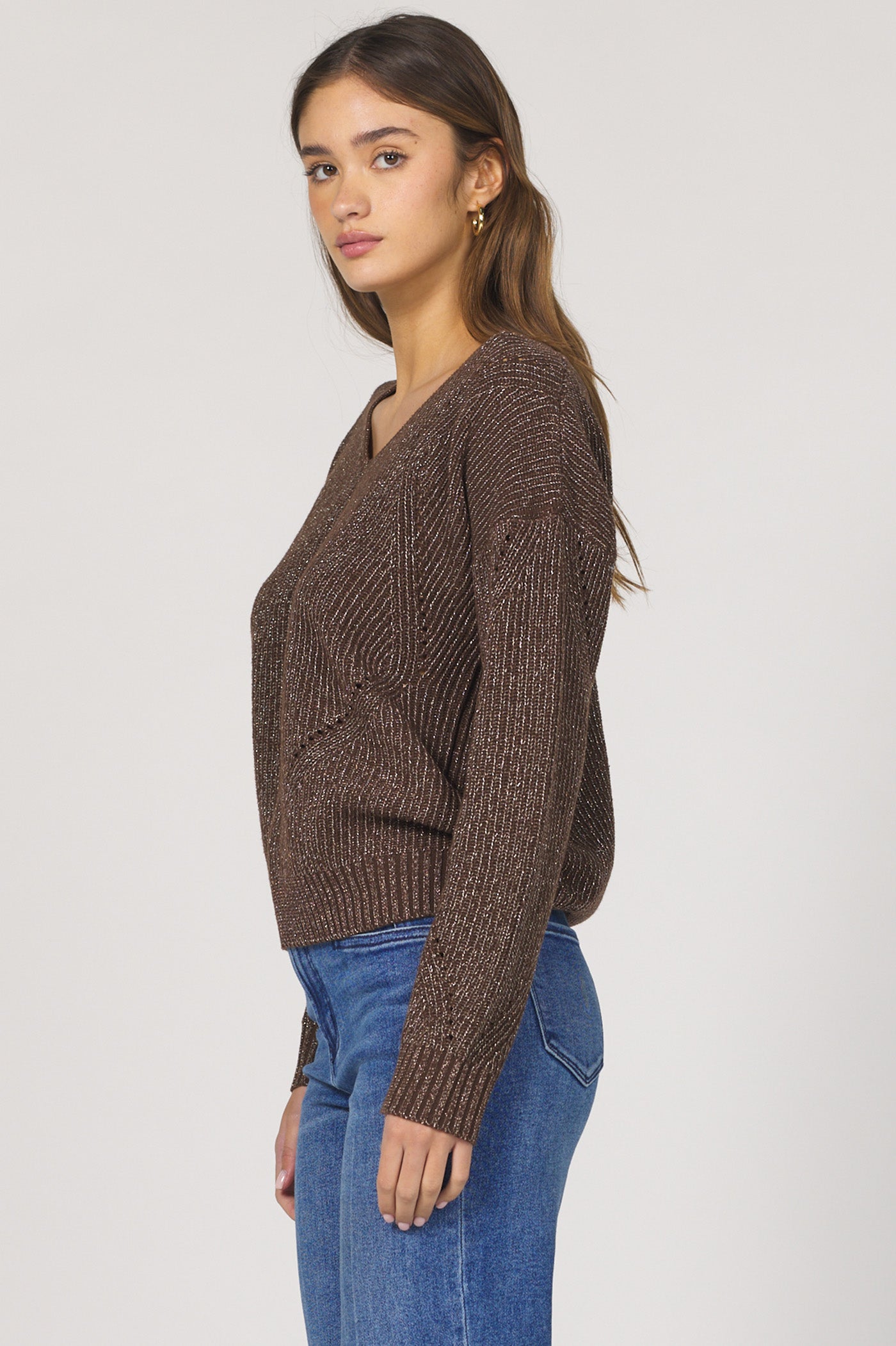 Camilla Long Sleeve Sweater w/Lurex Cappuccino