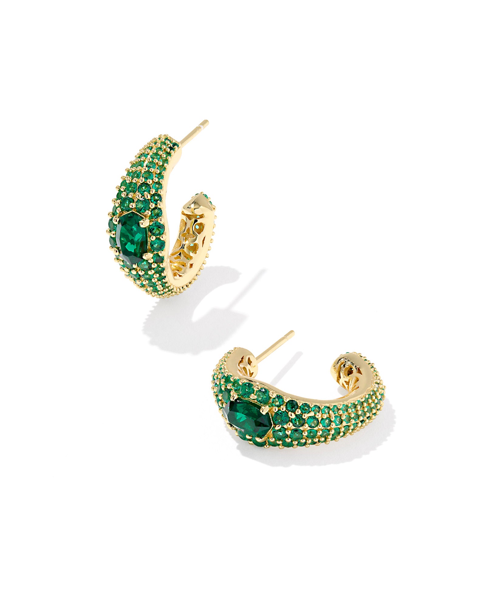 Bella Gold Hoop Earring Dark Green Crystal
