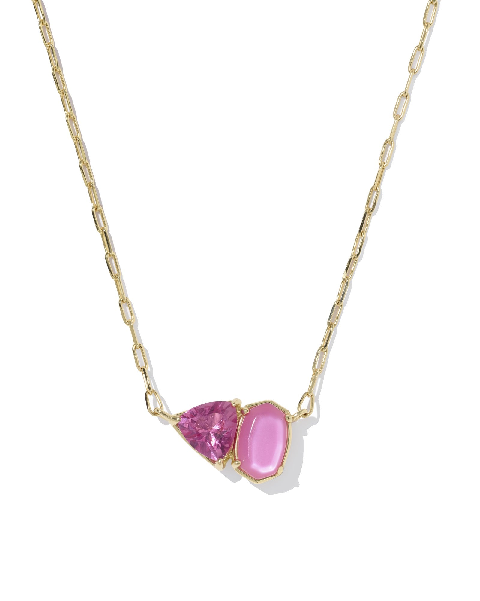 Tatum Gold Short Pendant Necklace Azalea Pink Mix