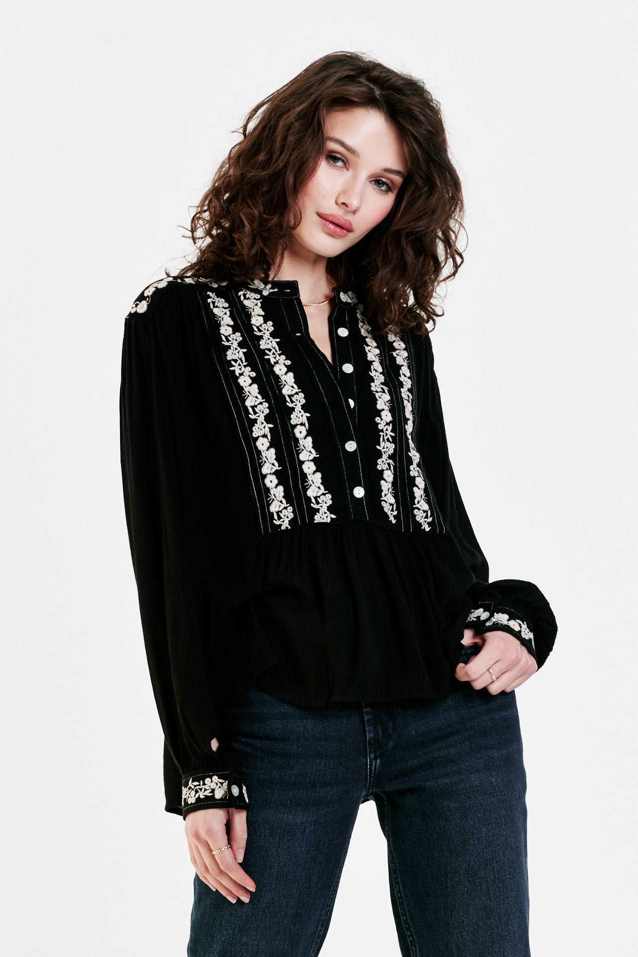 Sale Shanti Embroidered Long Sleeve Top