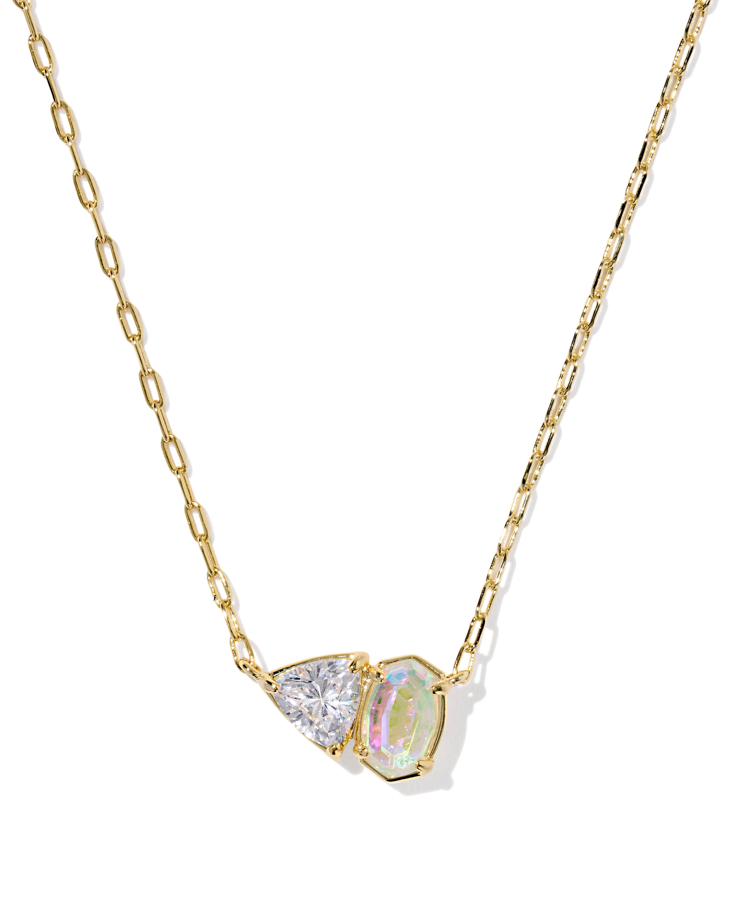 Tatum Gold Short Pendant Necklace White CZ Mix