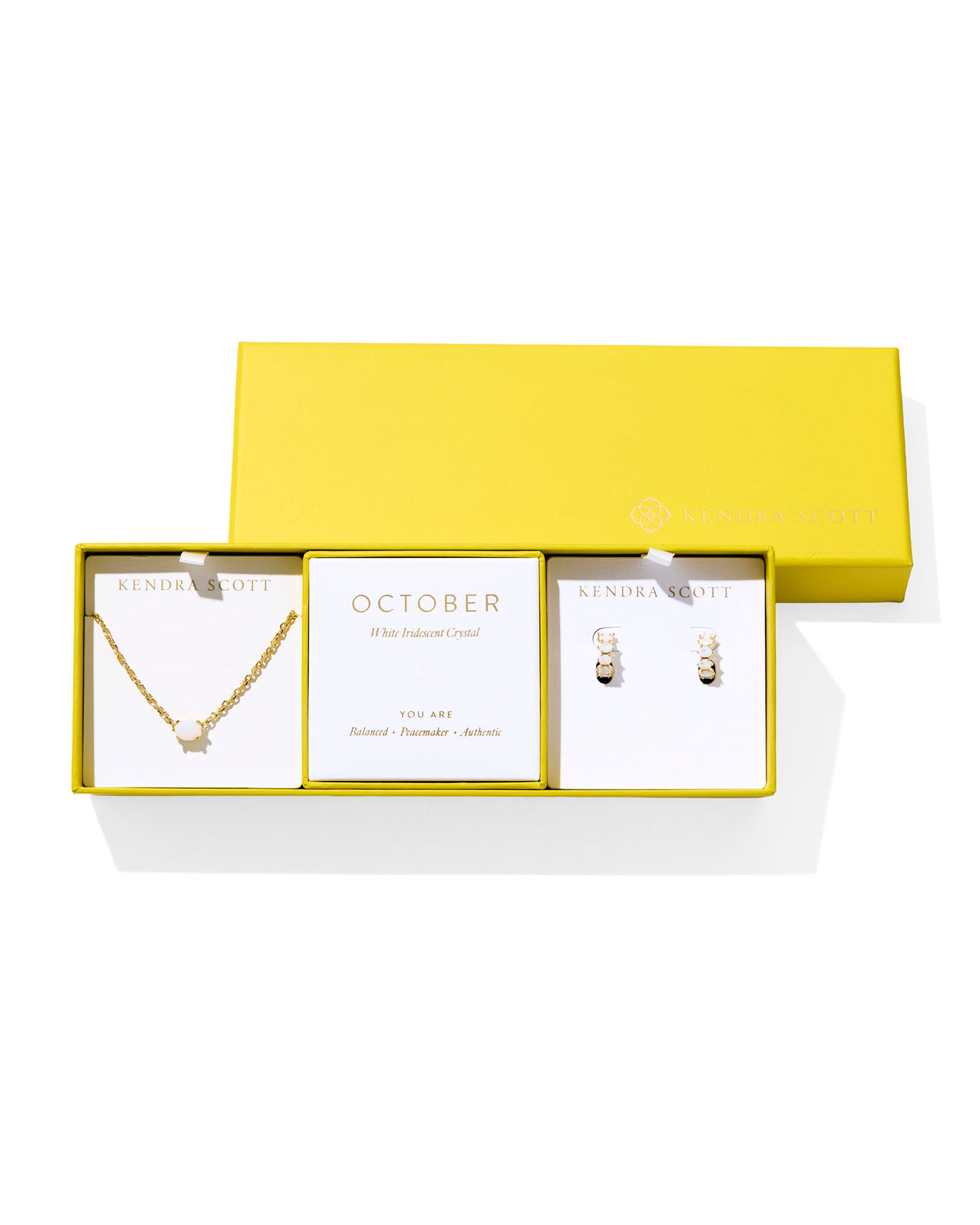 Cailin Birthstone Gift Set Gold White Iridescent Crystal