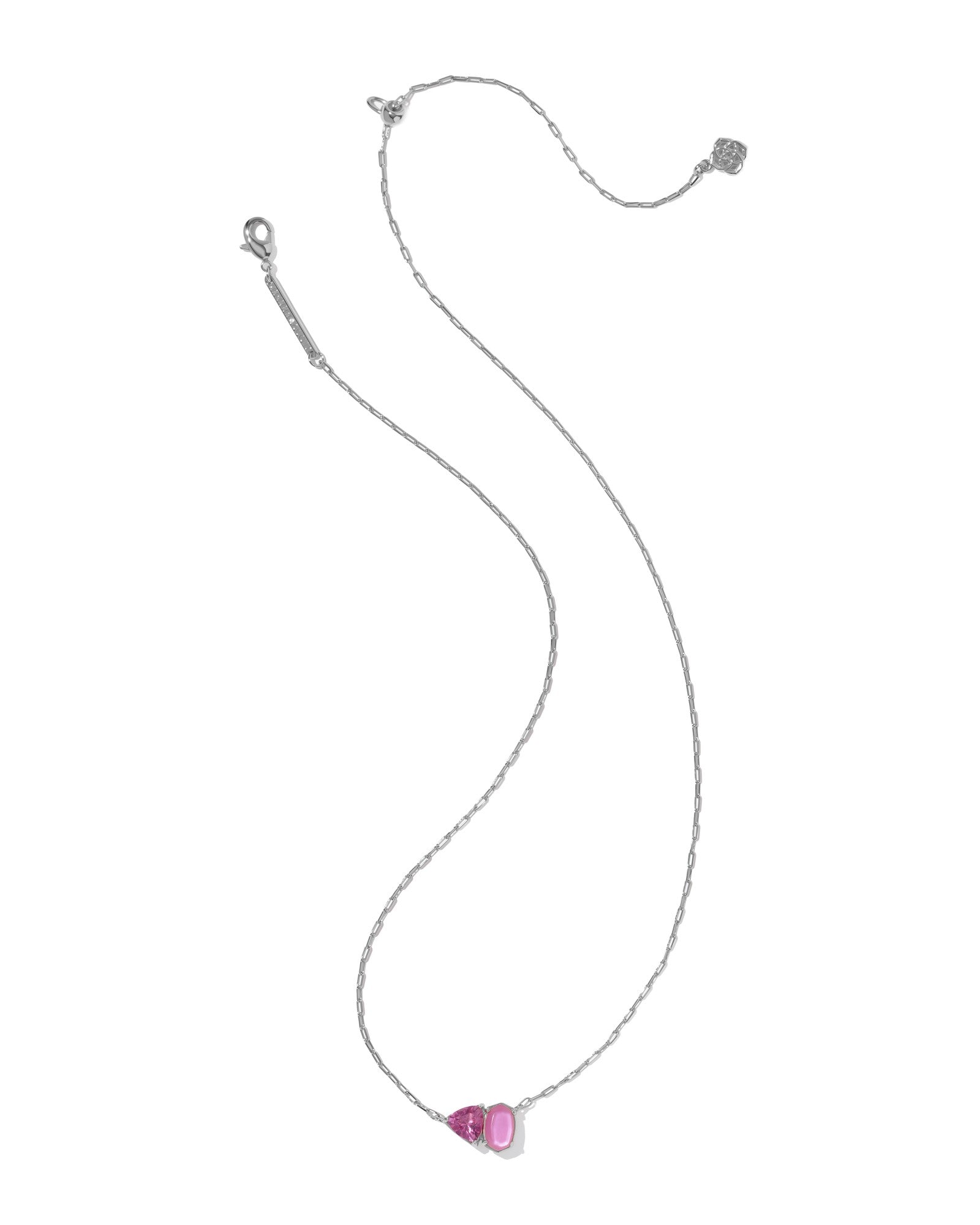 Tatum Silver Short Pendant Necklace Azalea Pink Mix