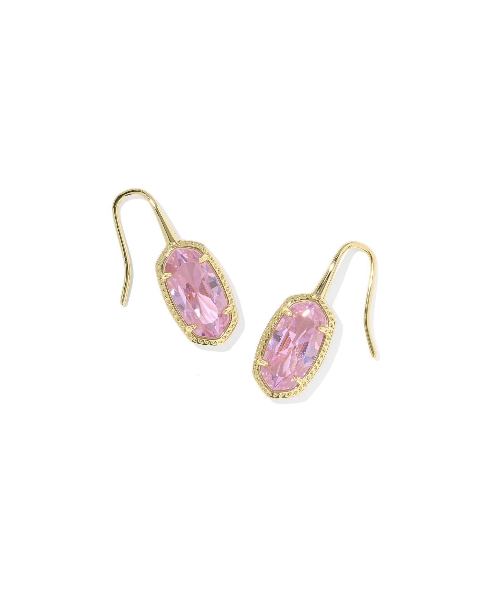 Lee Luxe Gold Drop Earrings Light Pink CZ