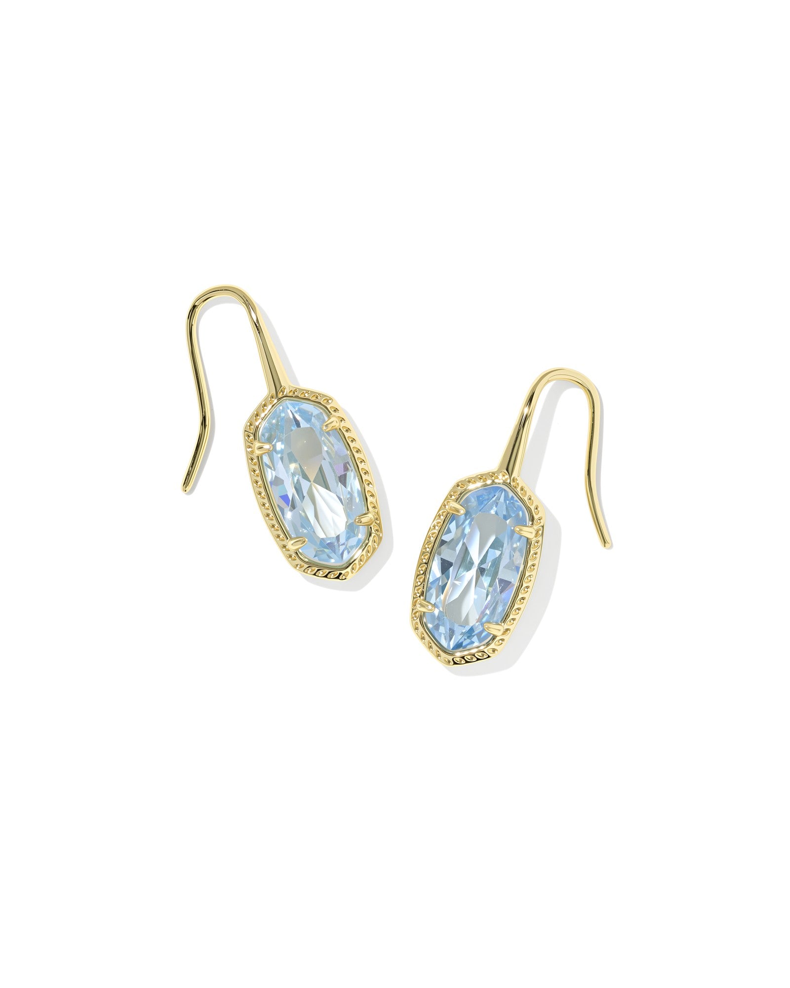 Lee Luxe Gold Drop Earrings Light Blue CZ