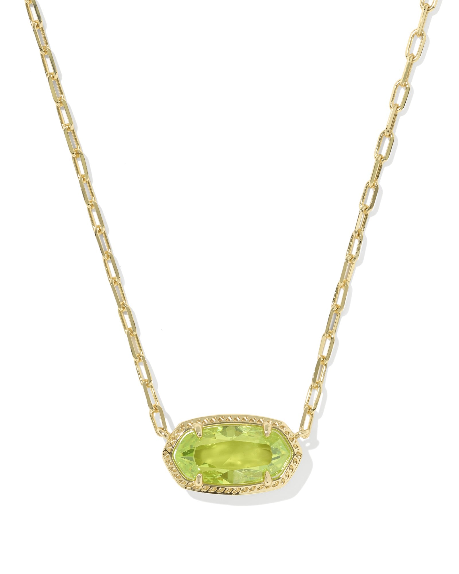 Elisa Luxe Gold Short Pendant Necklace Light Green CZ