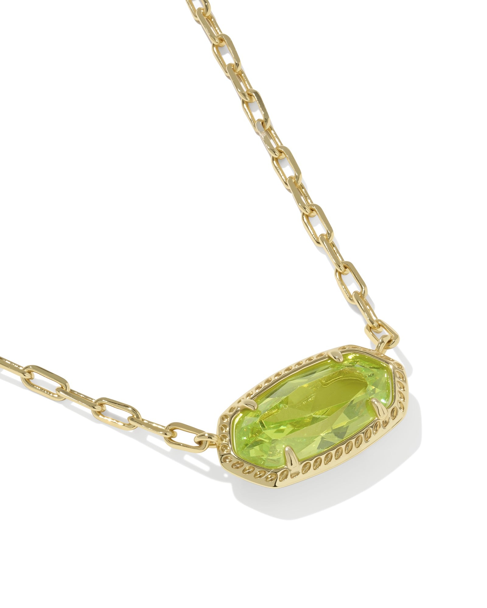 Elisa Luxe Gold Short Pendant Necklace Light Green CZ