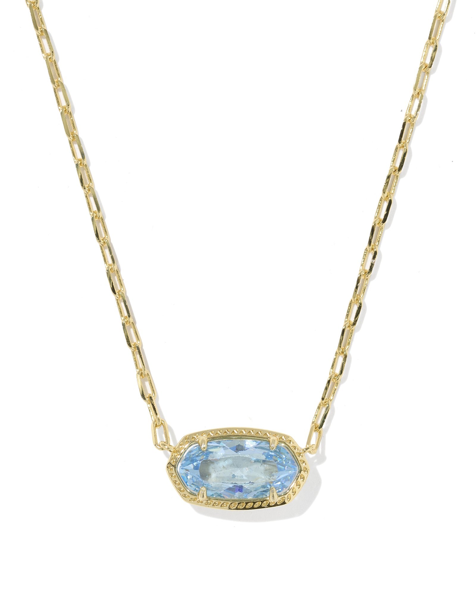 Elisa Luxe Gold Short Pendant Necklace Light Blue CZ