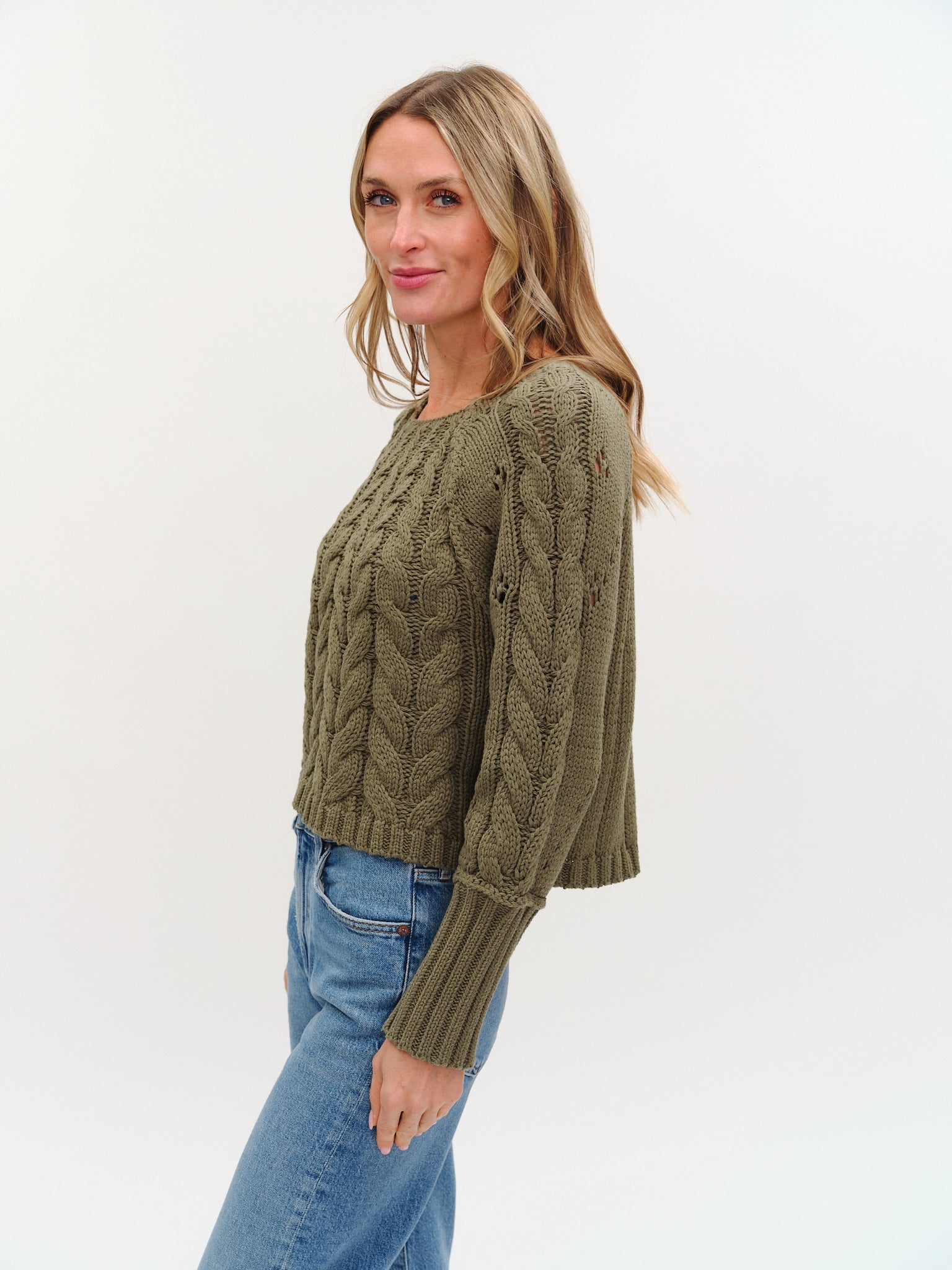 Alexa Cable Knit Long Sleeve Sweater