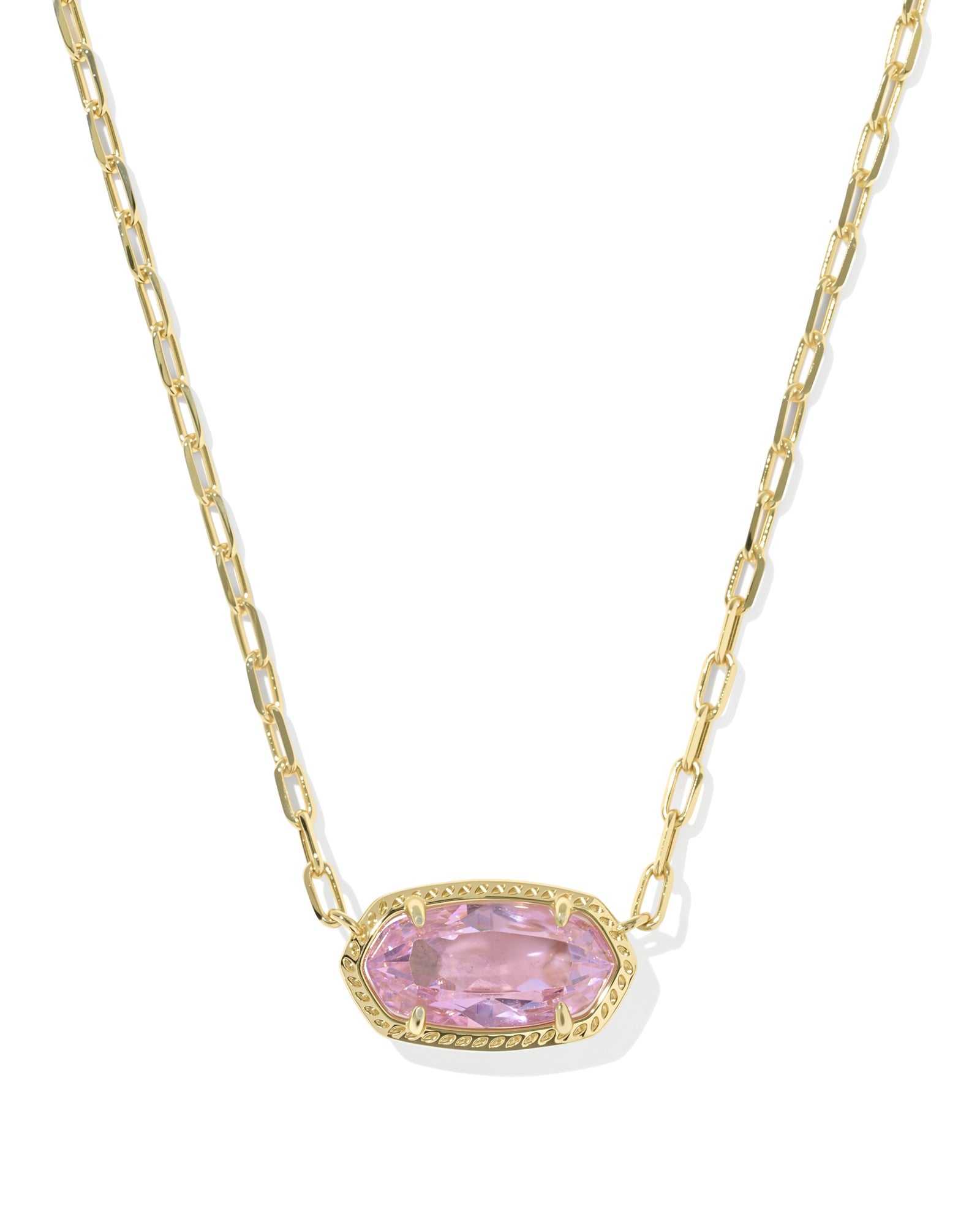 Elisa Luxe Gold Short Pendant Necklace Light Pink CZ