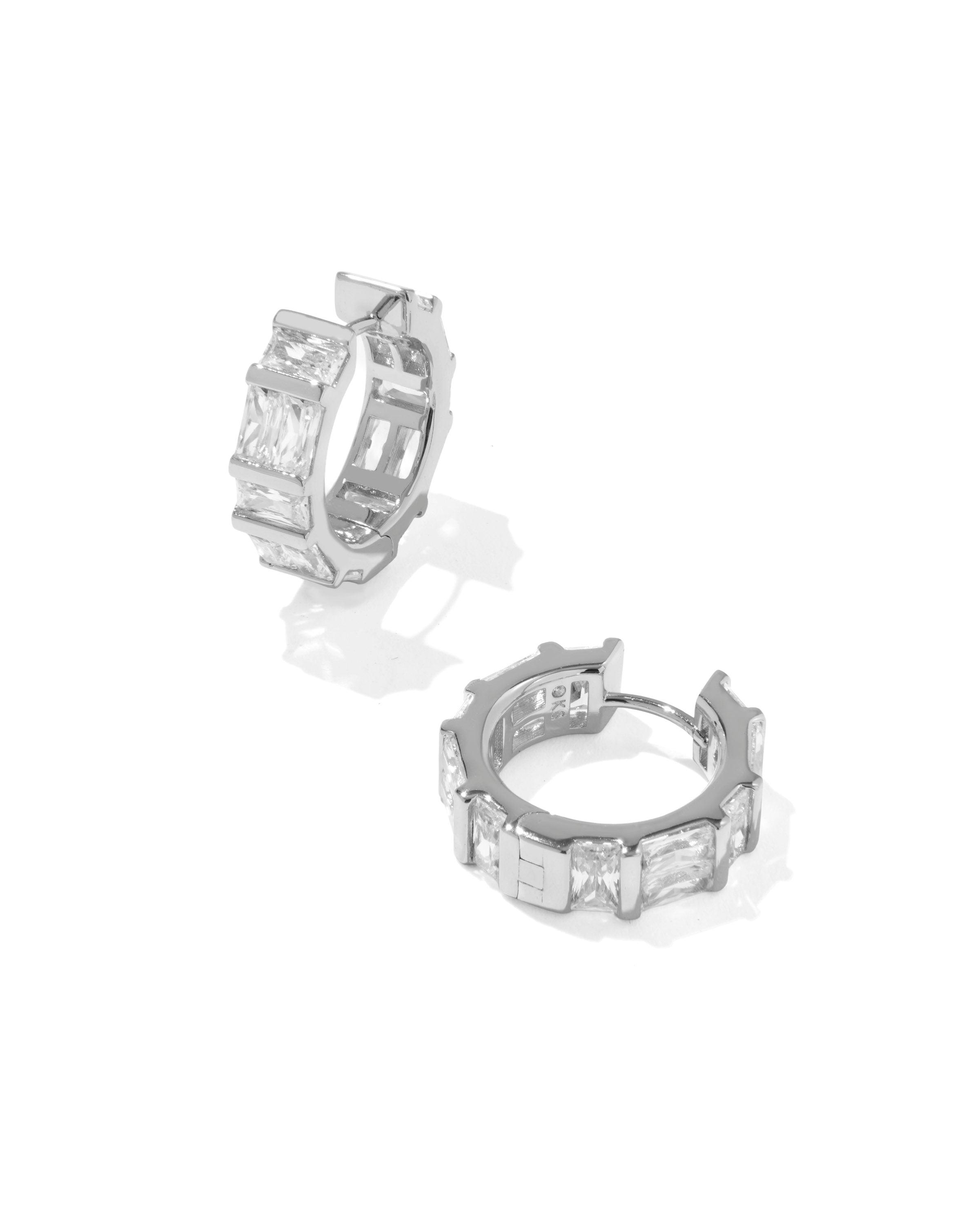 Jamie Silver Huggie Earrings White CZ