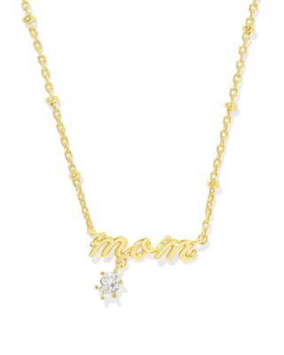 Mom Gold Crystal Short Pendant Necklace