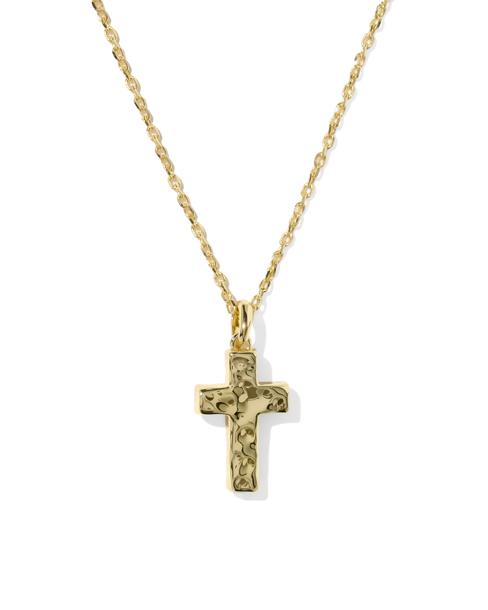 Cross Gold Pendant Necklace Matte Light Pink Dichroic Glass