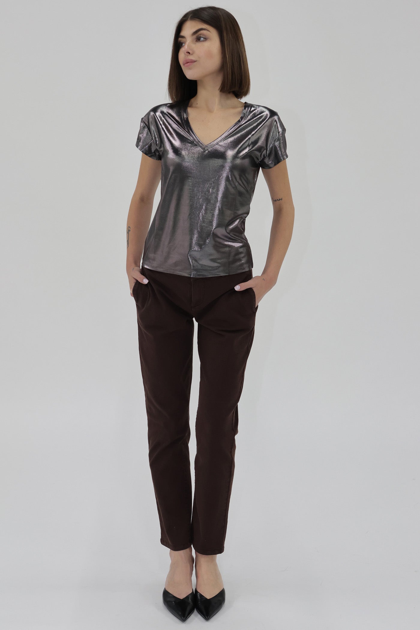 Lumi Short Sleeve Metallic Top