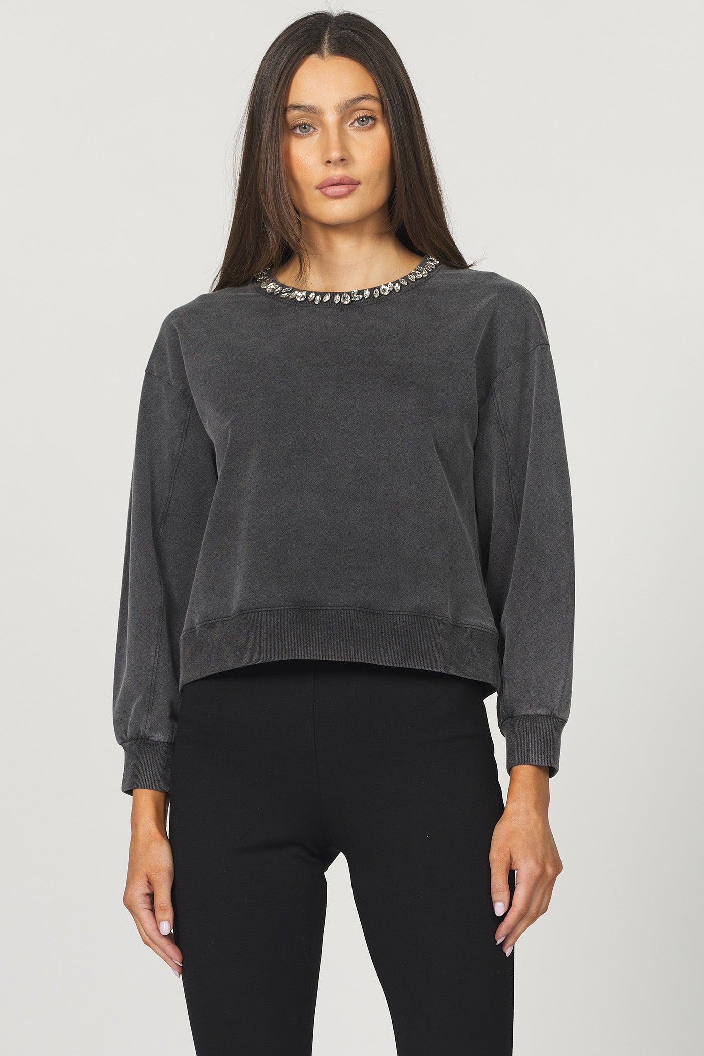 Zella Long Sleeve Crew Neck w/Jewel Detailing