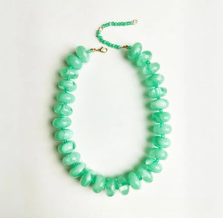 VividLux Jewelry - Necklaces Round Acrylic Beaded Necklace - Mint Green