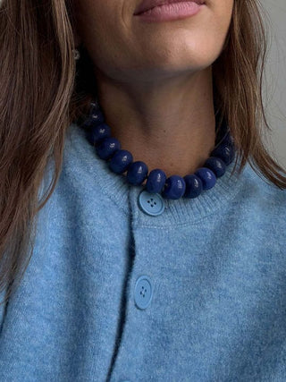 VividLux Jewelry - Necklaces Round Acrylic Beaded Necklace - Navy Blue