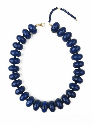 VividLux Jewelry - Necklaces Round Acrylic Beaded Necklace - Navy Blue