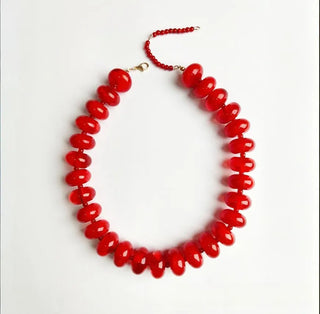VividLux Jewelry - Necklaces Round Acrylic Beaded Necklace - Red