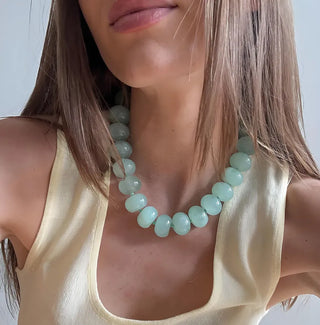VividLux Jewelry - Necklaces Round Acrylic Beaded Necklace - Sky Blue
