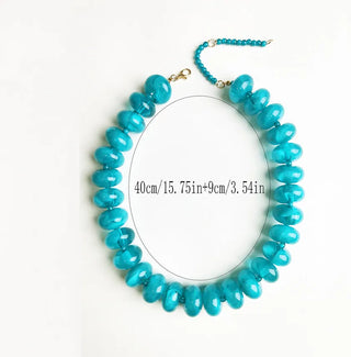 VividLux Jewelry - Necklaces Round Acrylic Beaded Necklace - Turquoise Blue